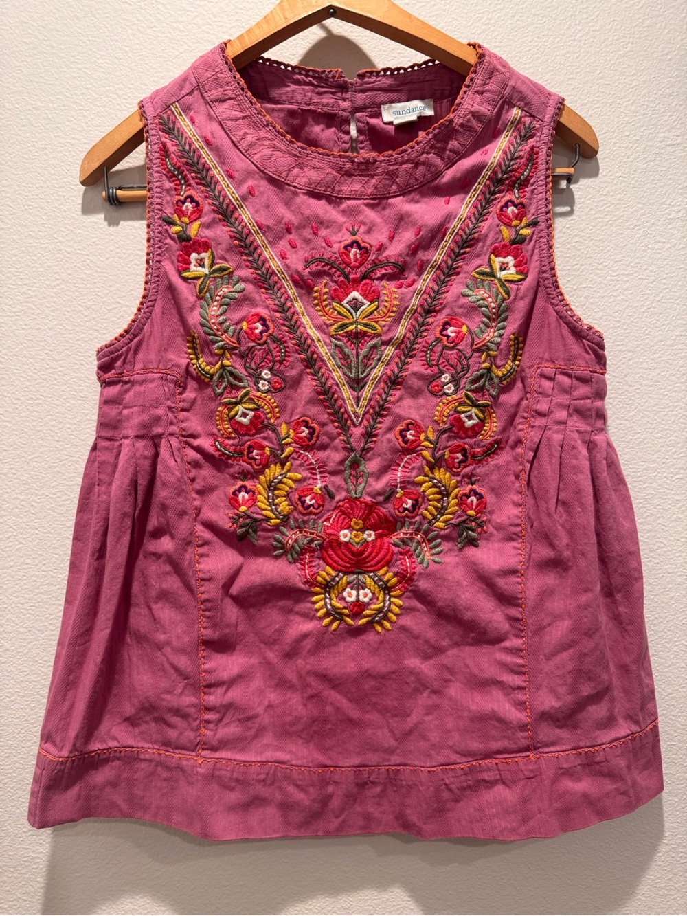 Sundance Pink Embroidered Floral Top